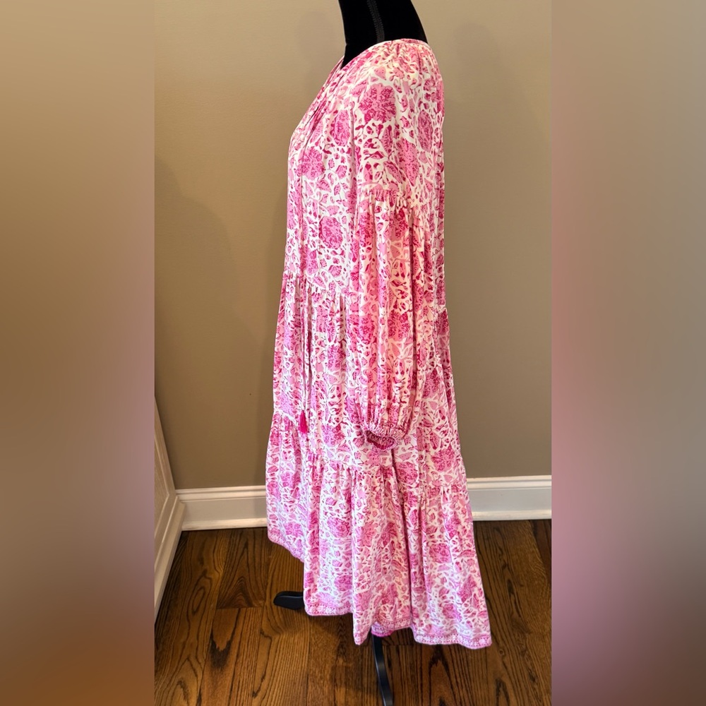Women’s NATALIE MARTIN Briana dress- pink/white 100% silk. Size small - Picture 6 of 11